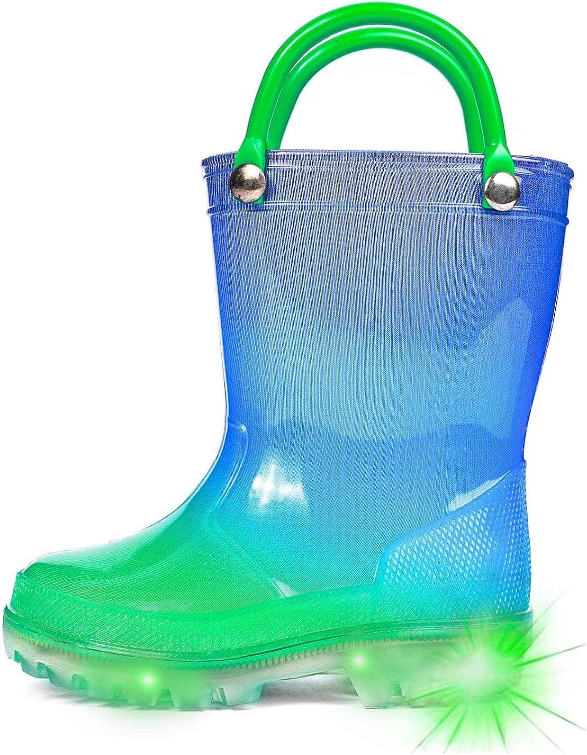 DKSUKO Toddler Light Up Rain Boots Waterprof Rubber Boots with Easy-on Handles.（7 toddler，Pink Purple）