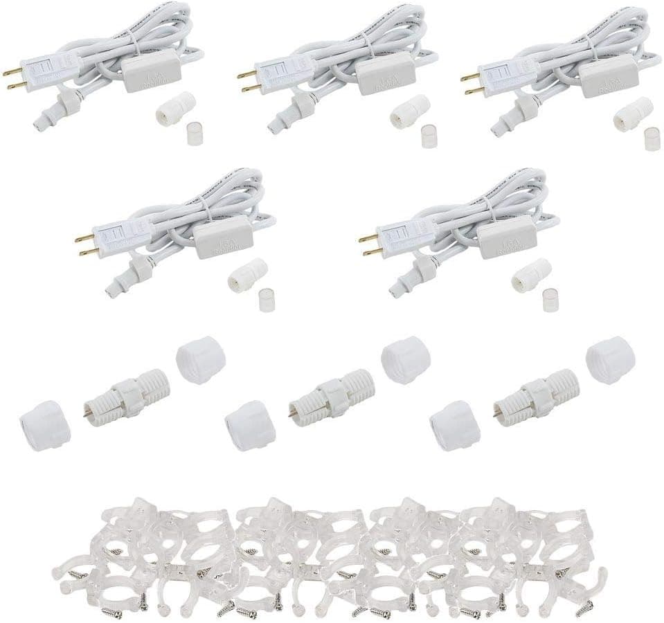 Novelty Lights 1/2" LED Rope Light Accessory Pack, 5 Connector Cord Kits, 3 Splices, and 100 Clips…