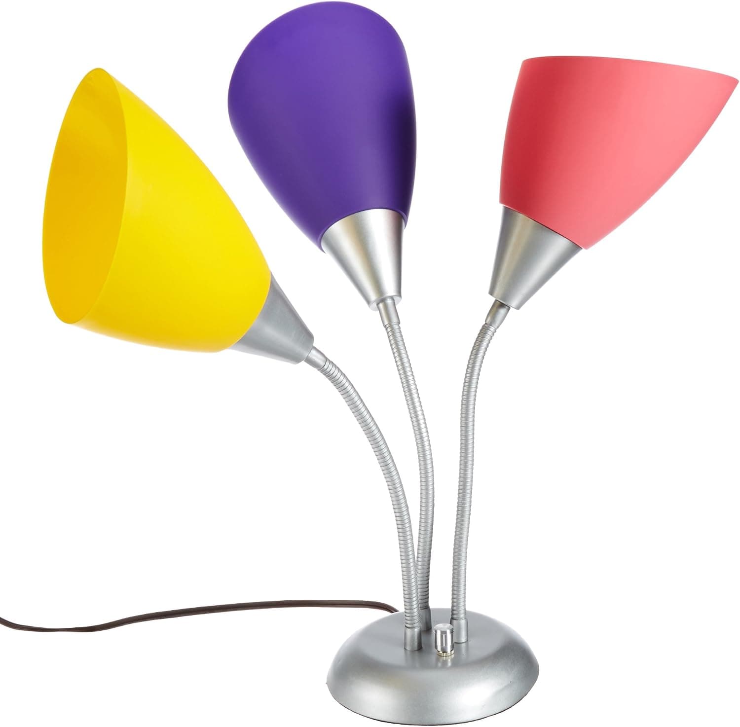Home Source Industries LMP12676 TABLE LAMP Desk Lamp with Plastic Shades in Bright Colors, Silver