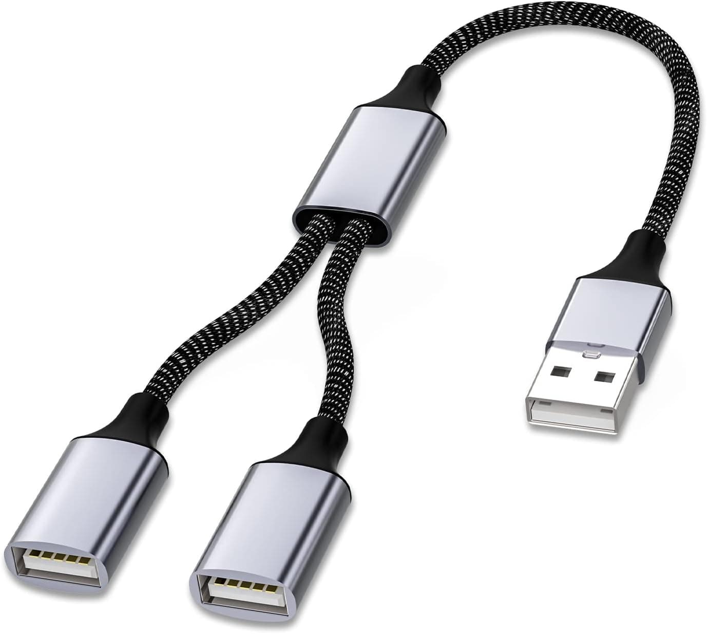 Jasput USB Splitter Cable,1 Male to 2 Female USB Extension Cable Connectors, Multiport USB Extender Hub,Charger & Data Transfer USB Y Splitter for Laptop,Car,Mac,TV,PC,Xbox One Series X/S,HDD,Phone