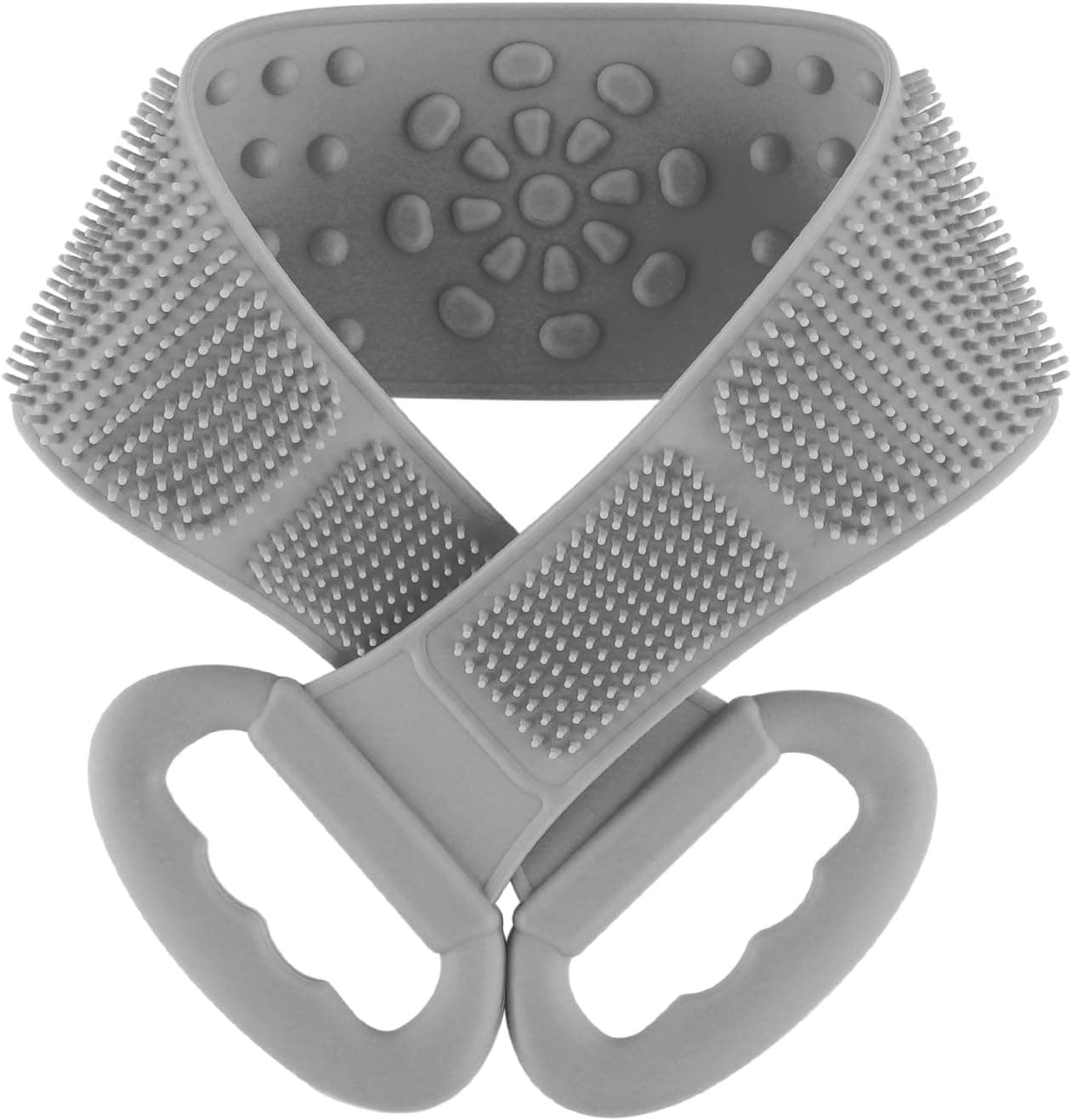 Silicone Back Scrubber for Shower - Silicone Bath Strap for Men Women, For Back Cleansing And Exfoliating, Comfortable Massage for Shower (70cm, Brown gray)