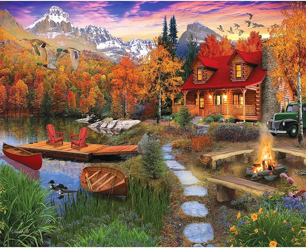Puzzles for Adults 1000 Piece,Wooden Jigsaw Puzzle Art,DIY Leisure Game Fun Toy Gift Suitable Family Friends (Villa)