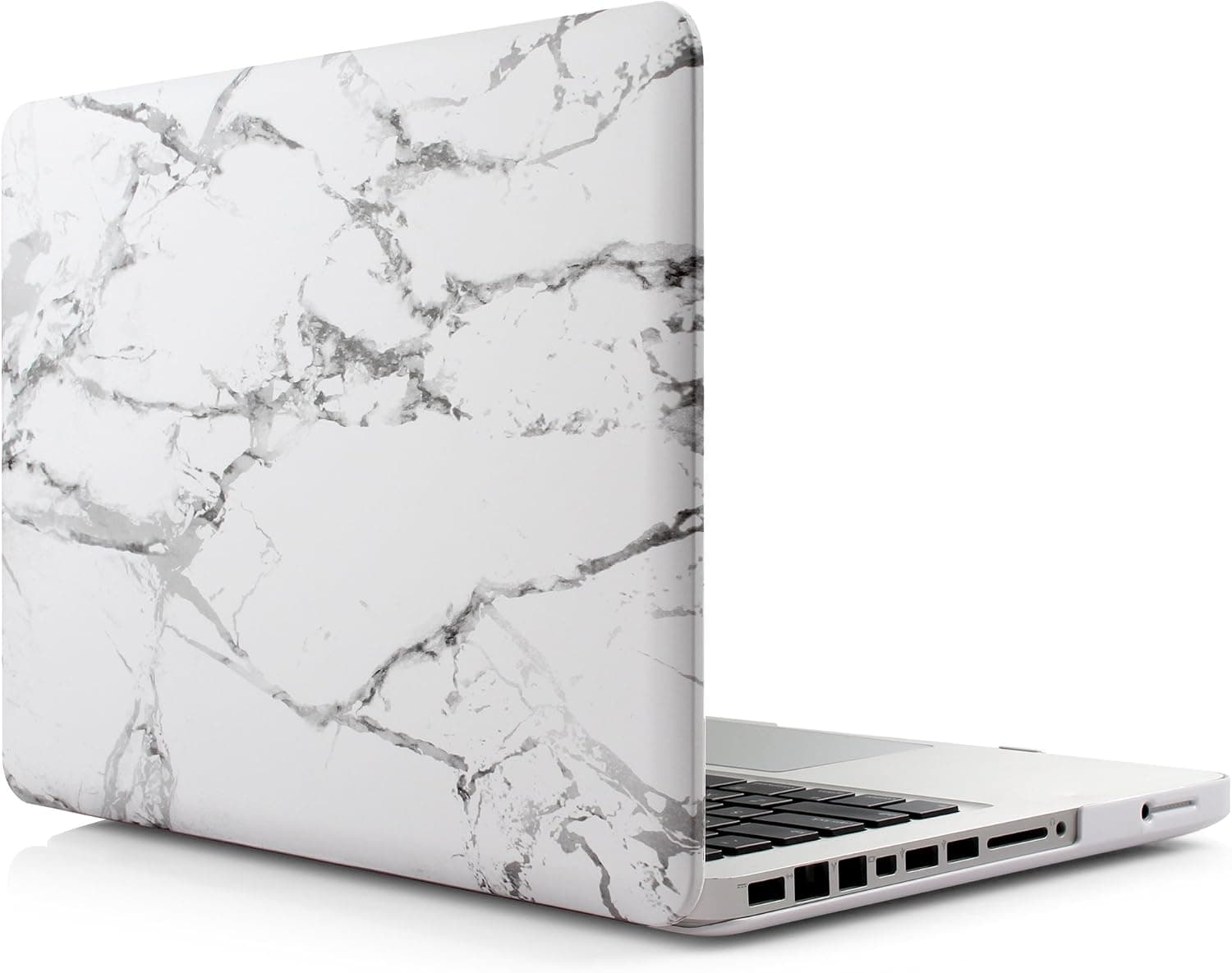iDOO Matte Rubber Coated Soft Touch Plastic Hard Case for MacBook Pro 13 inch with CD Drive Model A1278 White Marble Elegance