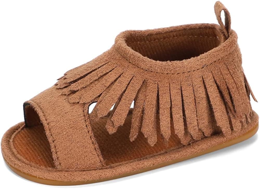 ESTAMICO Baby Infant Girls Tassel Anti-Slip Summer Prewalker Toddler Sandals
