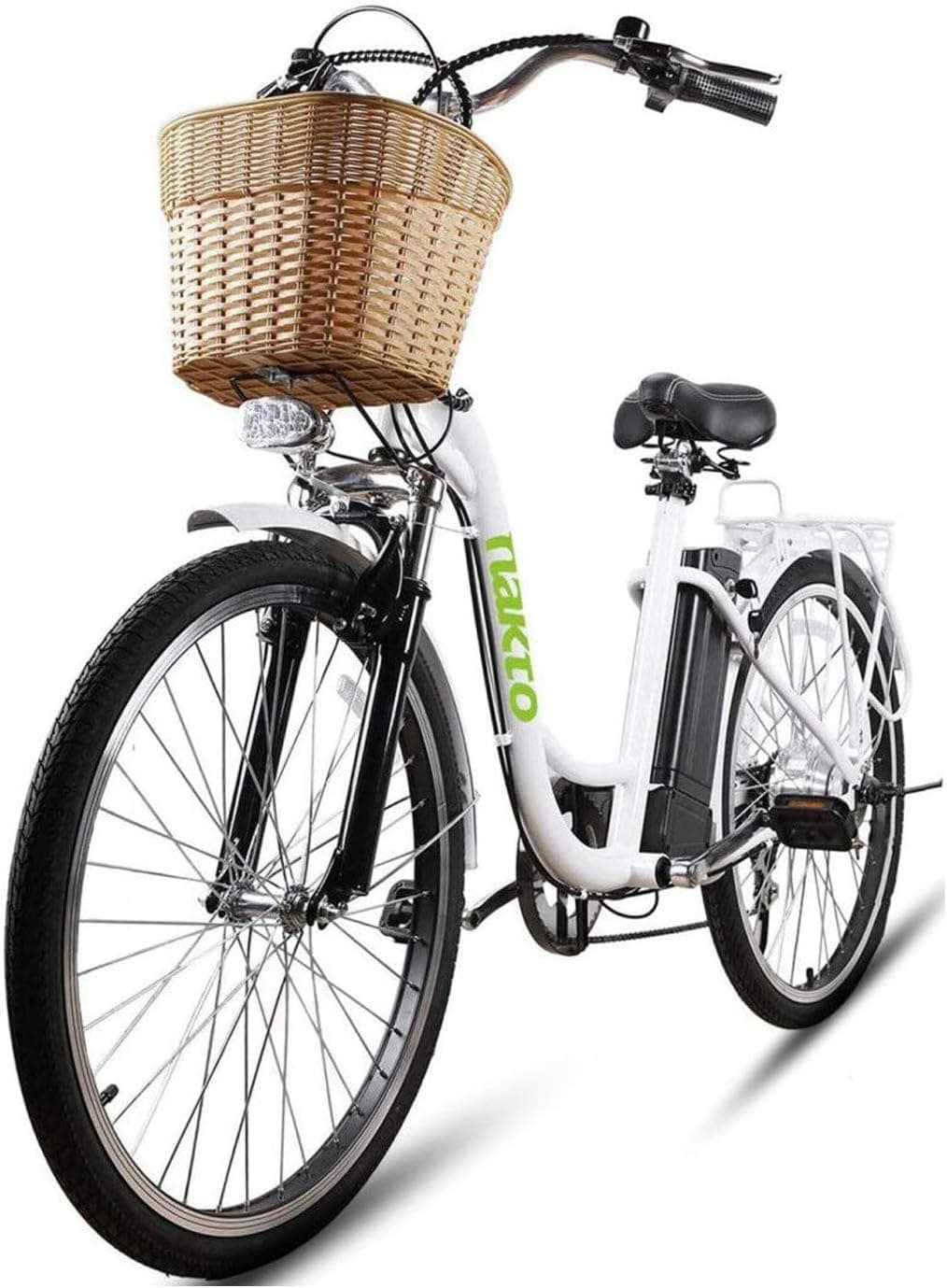 NAKTO 26" Electric Bikes for Adults, 350W City- Electric Bicycle 6 Speed Gear High Speed Motor E-Bike with 36V 10.8AH/12Ah Removable Lithium Battery and Charger, Female Male