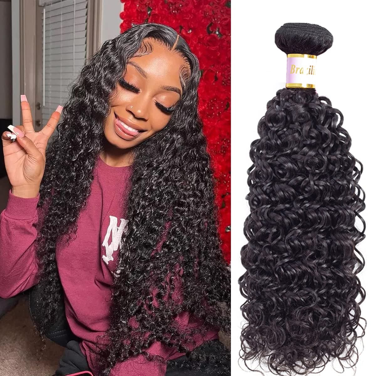 Brazilian Kinky Curly Bundles Human Hair 14 Inch 10A Weave Bundles Human Hair 100% Unprocessed Brazilian Virgin Curly Human Hair Bundles Natural Black 100g