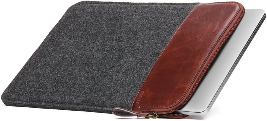 GMYLE Soft Sleeve Felt Bag Case Cover for New MacBook Pro 15 inch 2016 with Touch Bar & USB-C Port (A1707) - Squama Grey & Cocoa Brown