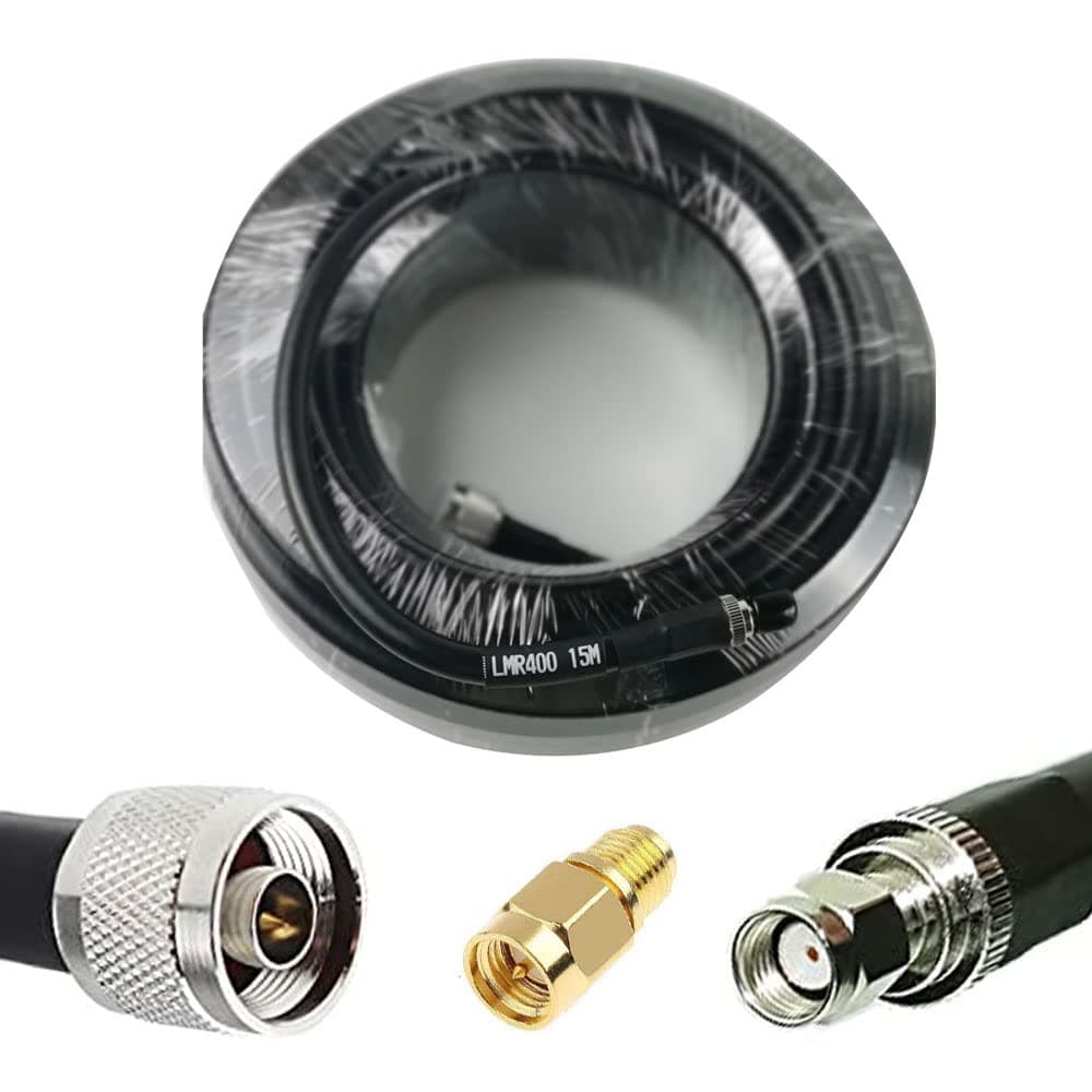 SIGNALPLUS Helium Antenna IMR400 KMR400 Coaxial Cable HNT Miner Antenna-N Male to RP-SMA Male 50ohm Coaxial Pigtails 50ft (15meters)