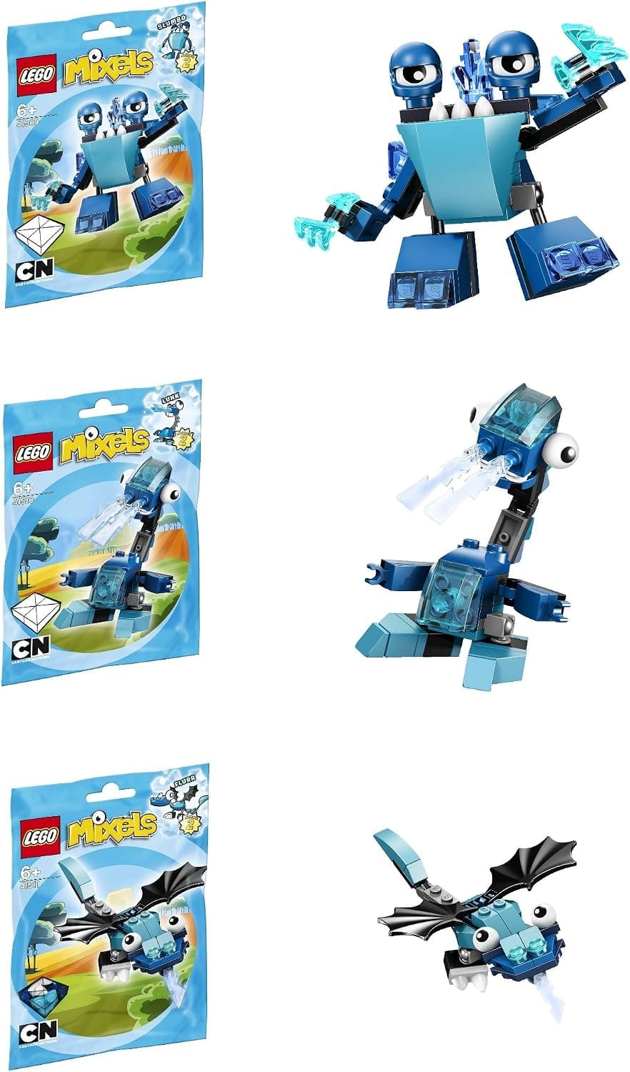 LEGO, Mixels Series 2 Bundle Set of Frosticons, Slumbo (41509), Lunk (41510), and Flurr (41511)