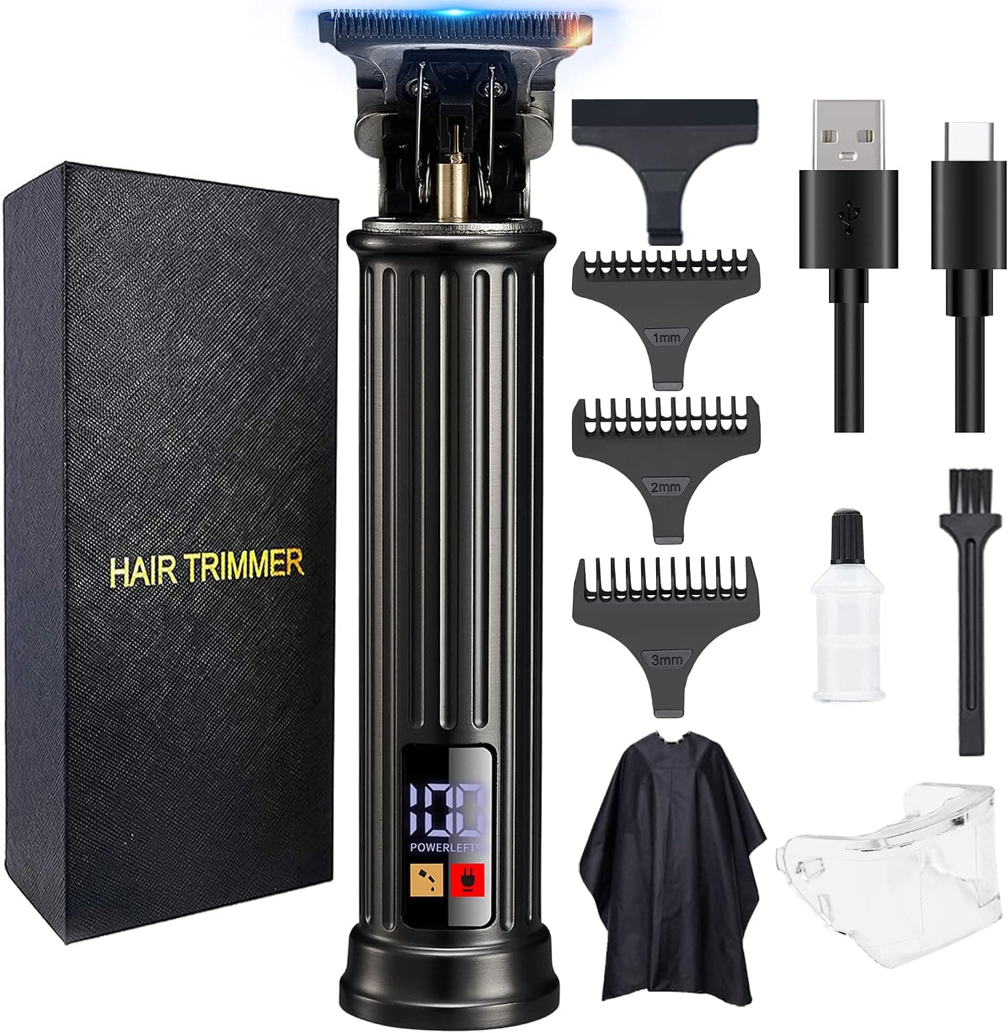 Hair Trimmer for Men Professional, T Outliner Blade Beard Trimmer, Electric Clippers for Hair Cutting, Grooming Kit, Rechargeable Cordless
