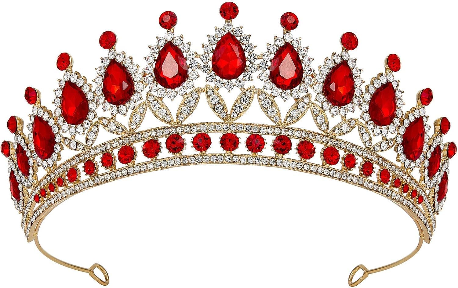 SWEETV Rhinestone Wedding Tiara for Women, Royal Queen Crown Headband, Crystal Princess Hair Accessories for Prom Birthday