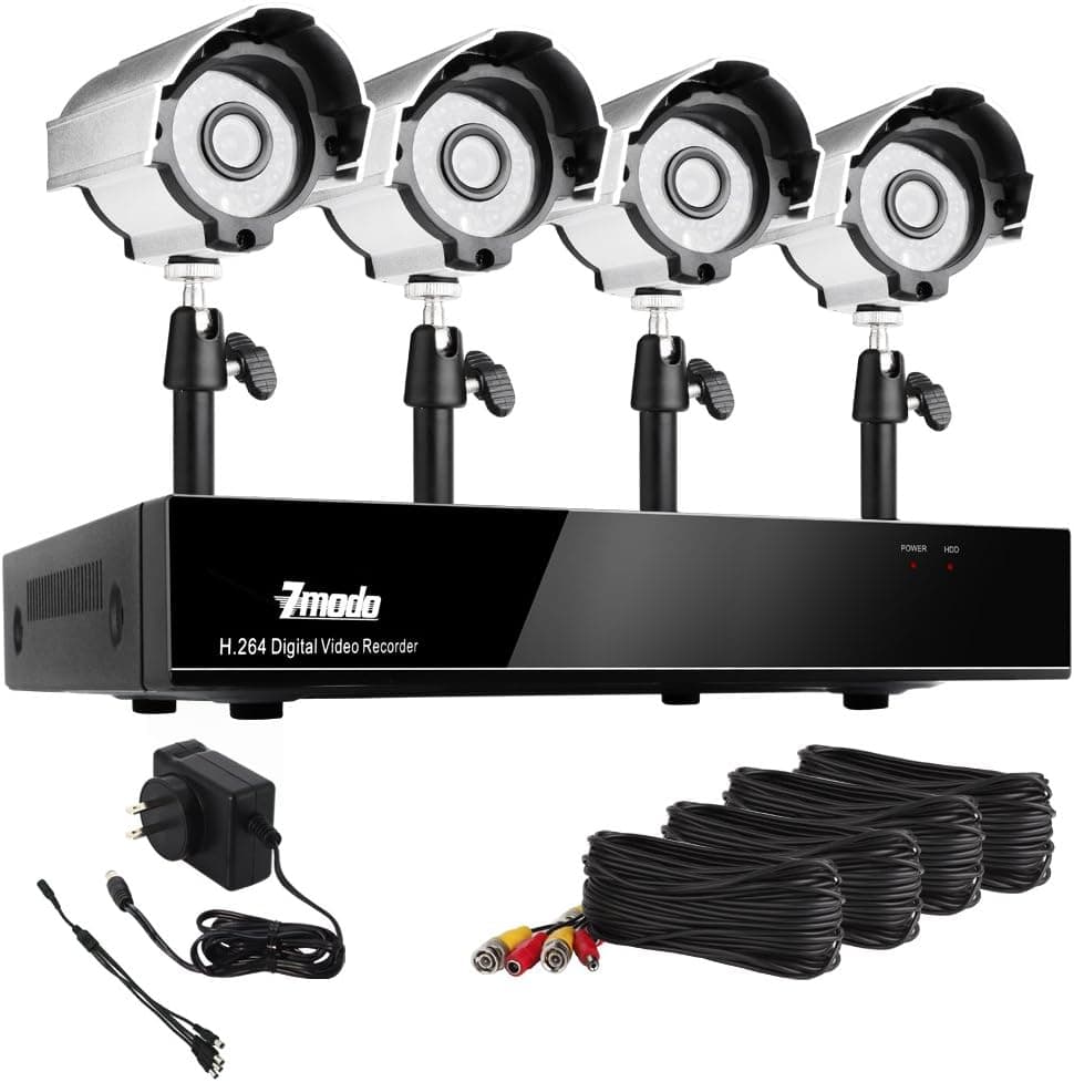 Zmodo CCTV 8 Channel DVR Video Security Surveillance Camera System 4 CCD Image Sensor Security Cameras with 65ft Night Vision No Hard Drive