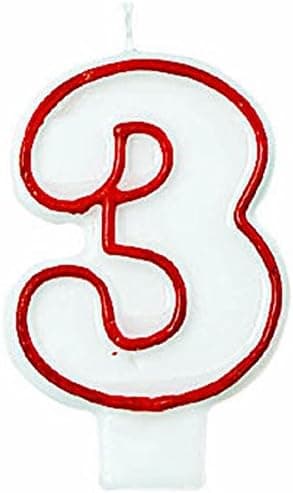 Red/White Number 3 Candle