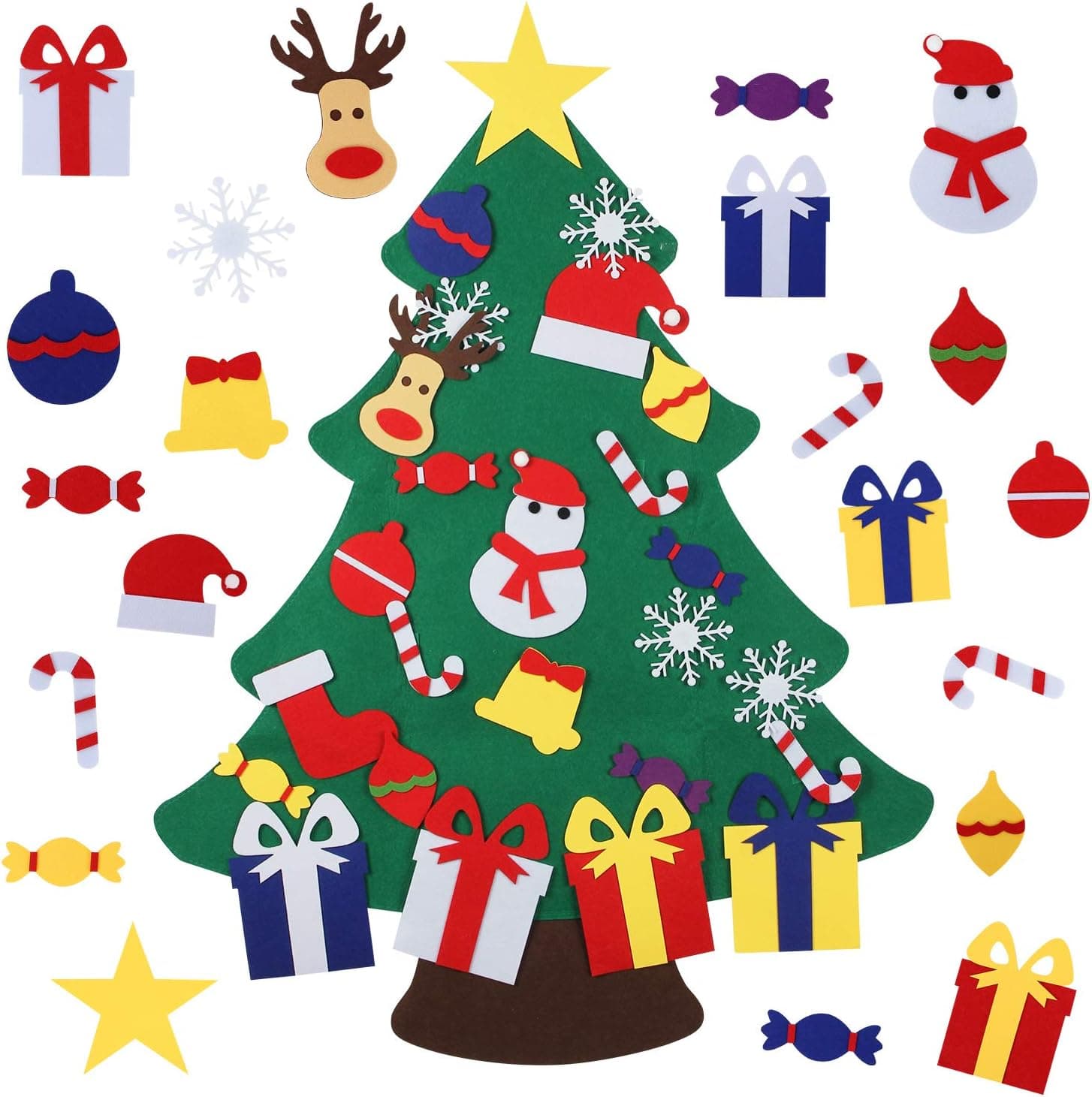Abakuku 3FT DIY Felt Christmas Tree for Kids with 31pcs Detachable Ornaments,Wall Hanging Xmas Gifts Christmas Decorations