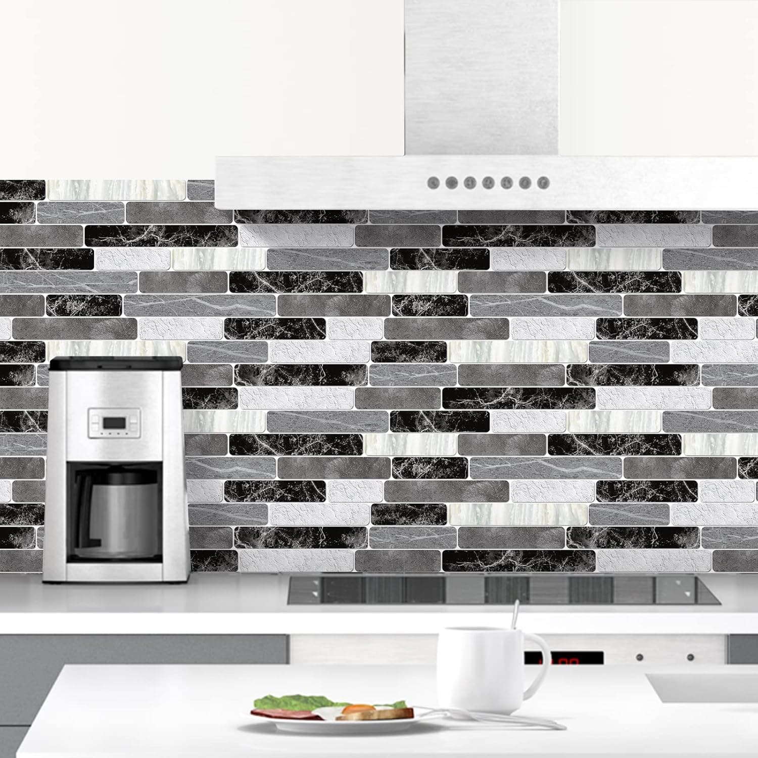 WENMER Kitchen Wallpaper, Peel and Stick Backsplash Wallpaper, Waterproof Bathroom Wallpaper, Self Adhesive Removable Wallpaper for Kitchen Backsplash, Tile Contact Paper for Countertop, 17.7"x 78.7"