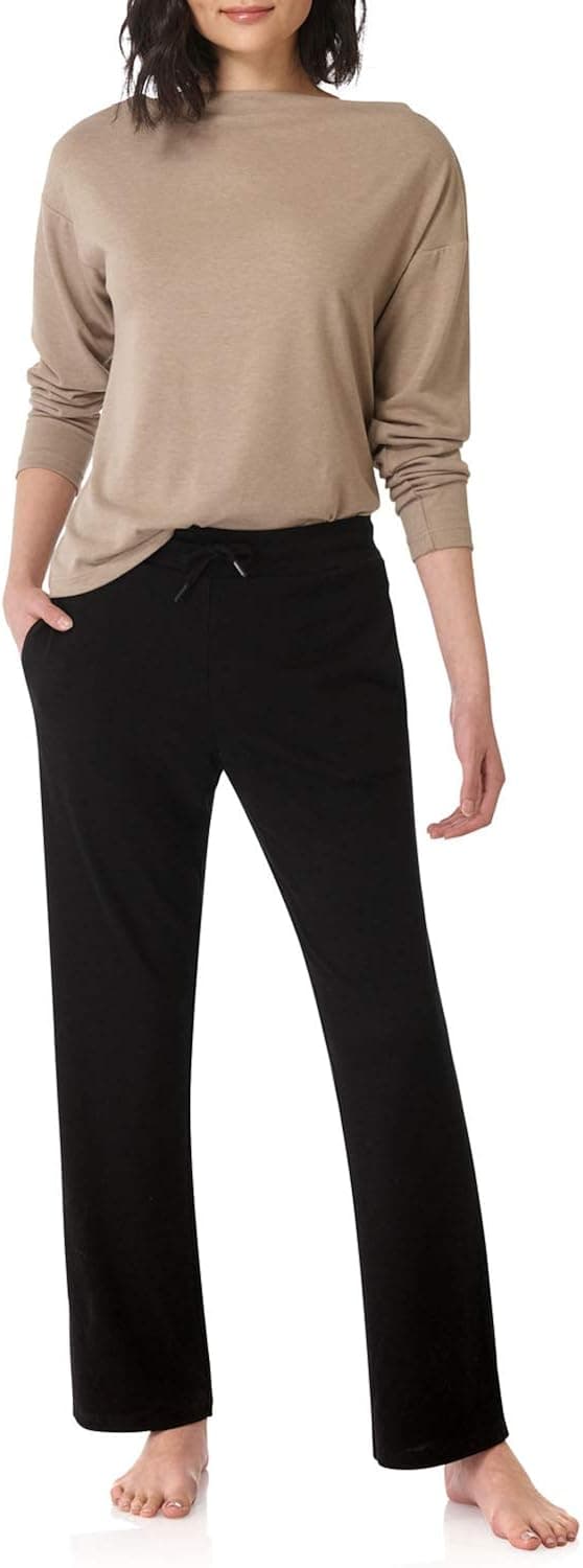 Rekucci Women's Loungewear Soft Knit Straight Leg Pant with Pockets