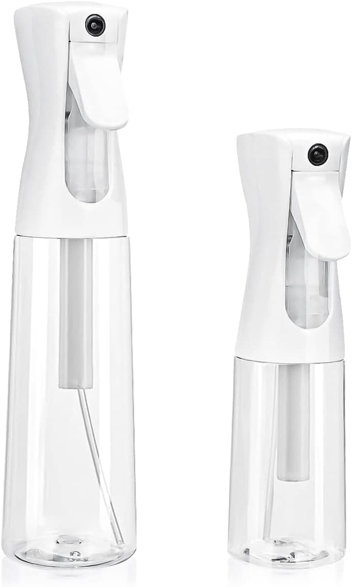 Golden Cow Hair Spray Bottle -2 Pack Fine Mist Spray Bottle Empty Ultra Fine Continuous Spray Water Bottle for Hairstyling, Cleaning, Plants, Misting & Skin Care (Clear, 5.4 Ounce，10 Ounce)
