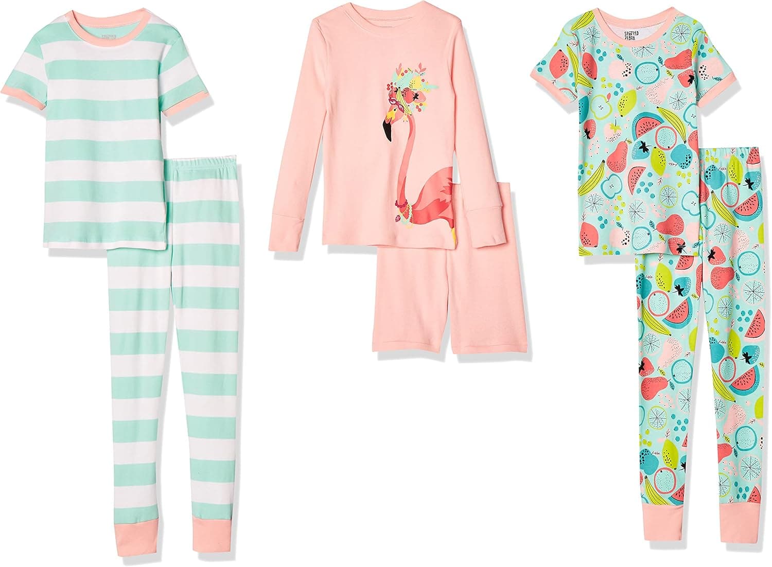 Amazon Essentials Babies, Toddlers, and Girls' Snug-Fit Cotton Pajama Sleepwear Sets (Previously Spotted Zebra), Multipacks