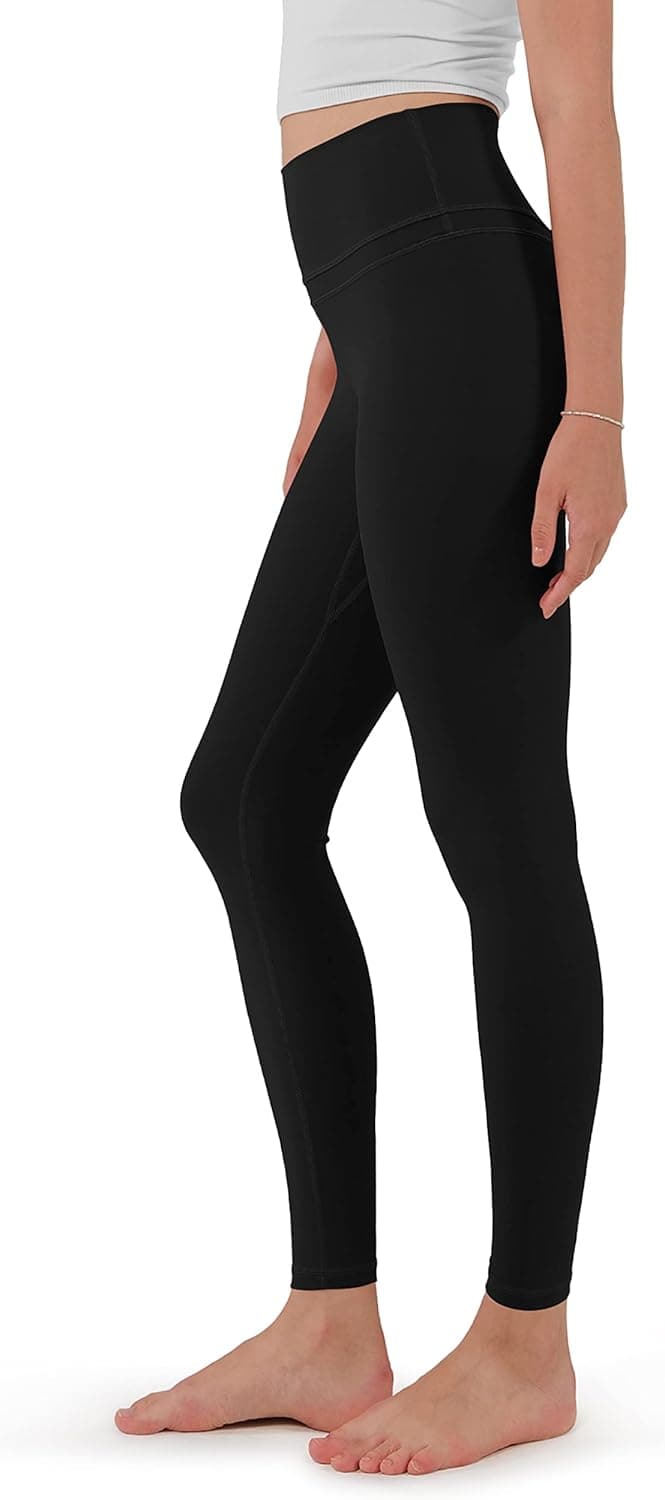 ODODOS Women's 7/8 Yoga Leggings High Waisted Gym Athletic Workout Running Pants with Inner Pocket - 25" Inseam, Black, Medium