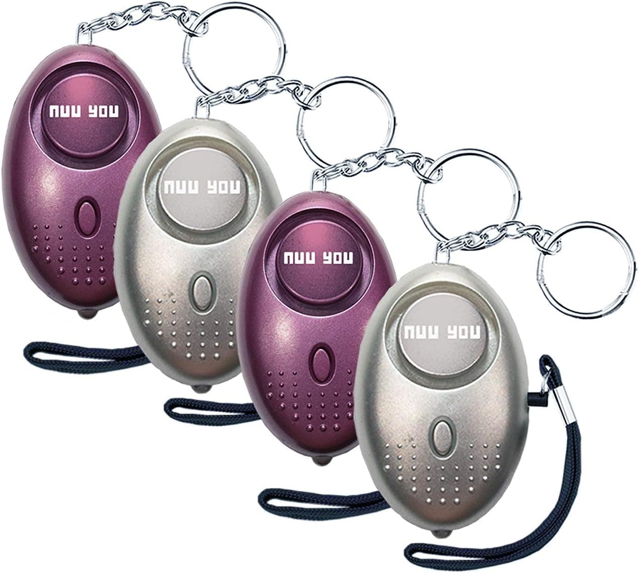 Personal Alarm for Woman Siren 140 DB with LED Light (4 Pack) Small Safety Sound Alarm Keychain for Personal Alarm Women/Kids/Girls/Elderly Self Defense Device