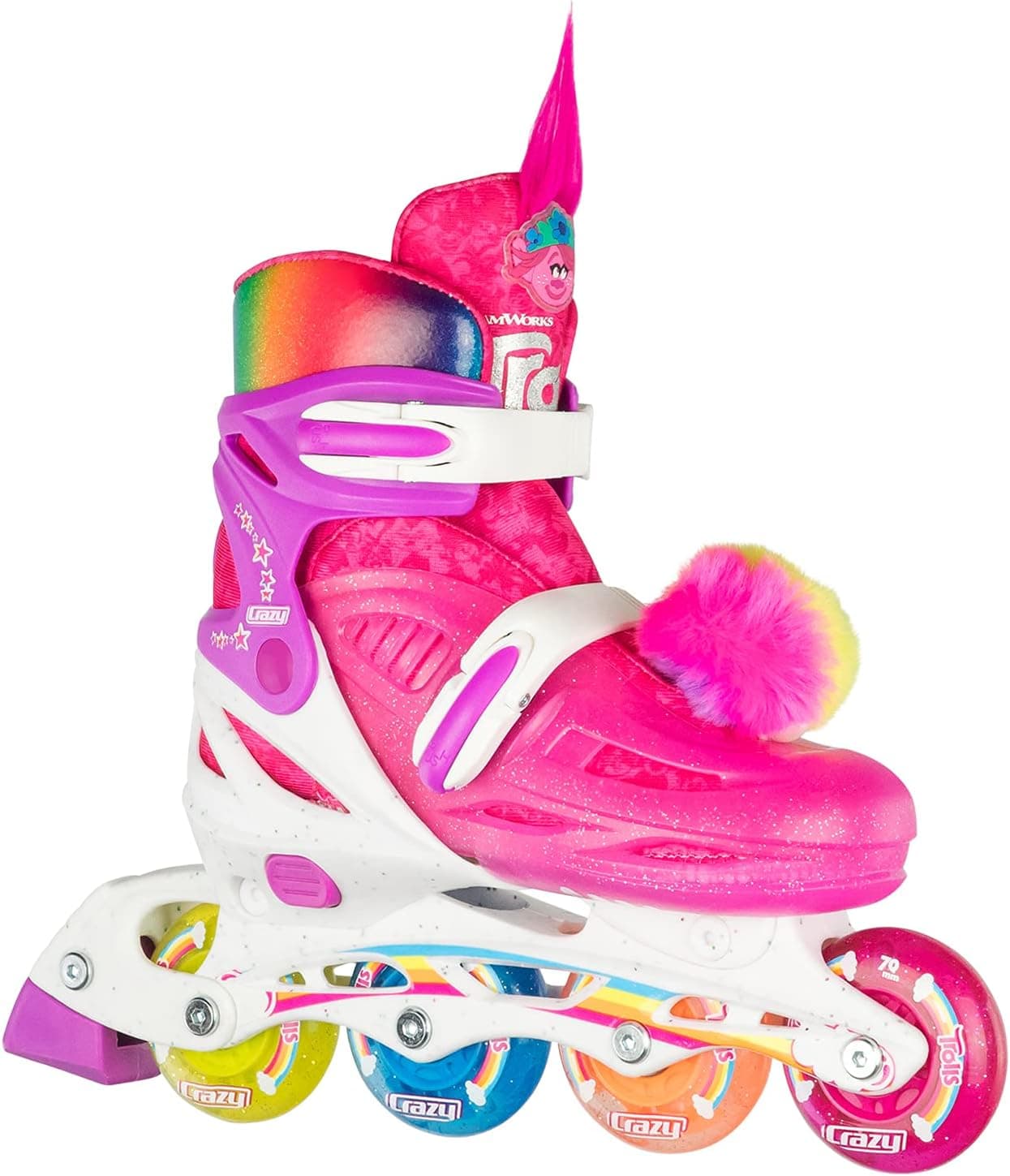 Crazy Skates Trolls Size Adjustable Inline Skates - Featuring Poppy or Barb from Trolls World Tour
