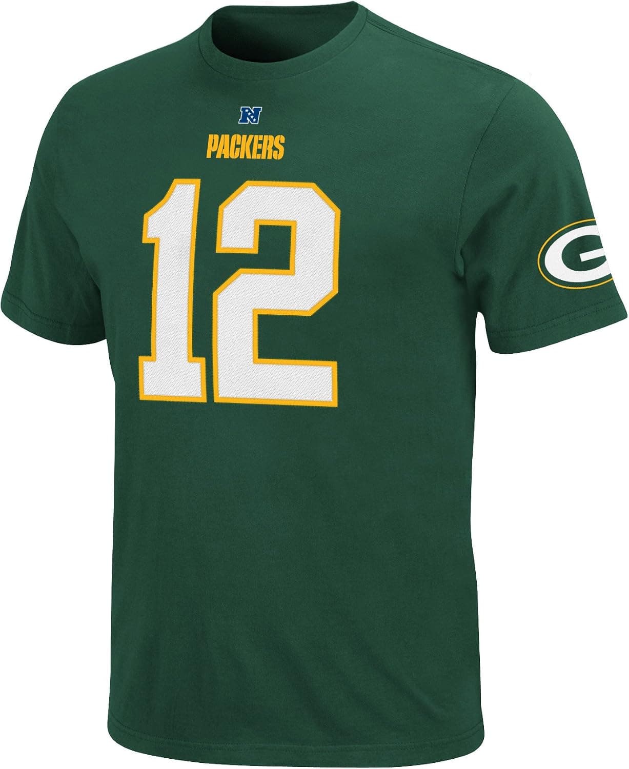 NFL Mens Green Bay Packers Aaron Rodgers The Eligible Receiver Dark Green Short Sleeve Basic Crew Neck Tee (Dark Green, Large)