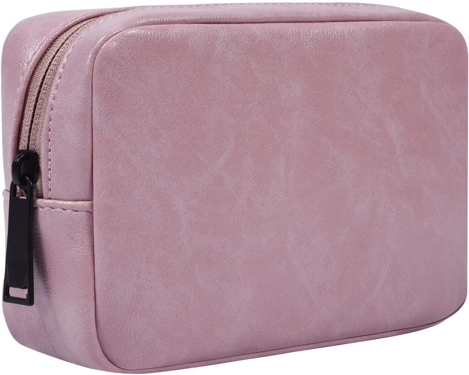 Electronics Accessories Organizer Bag, Premium PU Leather Multifunctional Travel Digital Accessories Storage Bag Cable Storage Bag for Power Bank, Mouse, Adapter, Cable, Earphones, Rose Powder