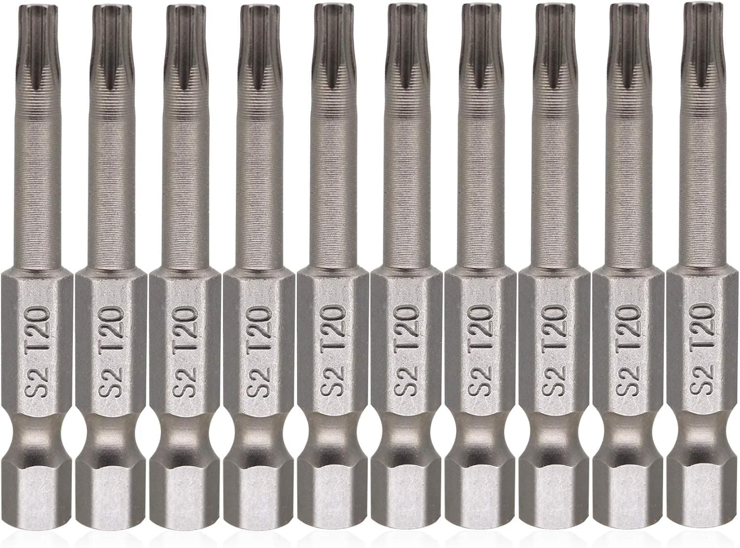 VictorsHome T20 Torx Magnetic Screwdriver Bits, 1/4 Inch Hex Shank 2 Inch Length S2 Steel Security Star 6 Point Screw Driver Kit Tools 10pcs