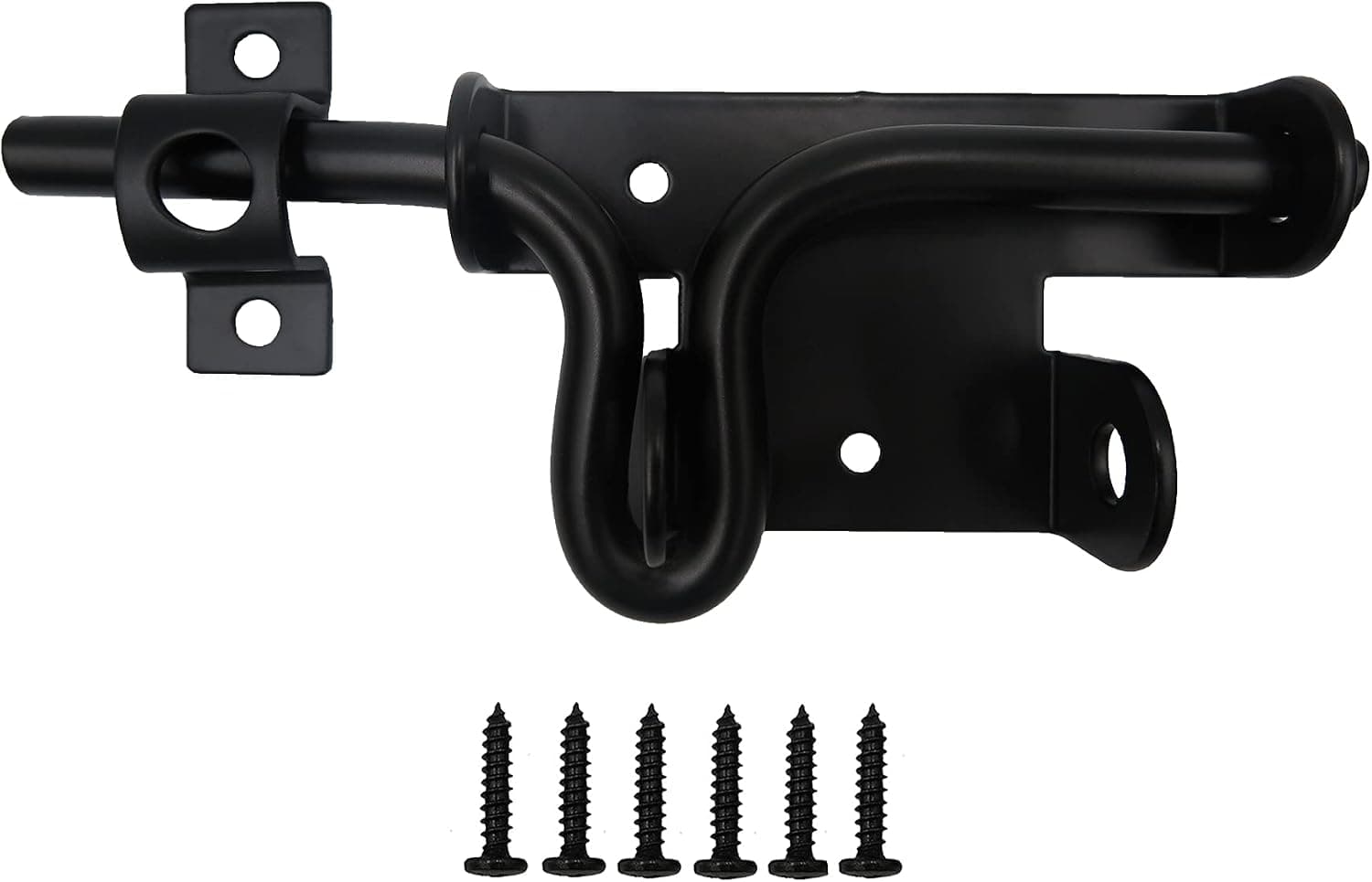ZUIWAN Black Slide Bolt Gate Latch，Quality Steel Sliding Bolt Door Lock with Padlock Hole for Wooden/Iron Fence,Garage,Garden Shed Door,Deck Gate