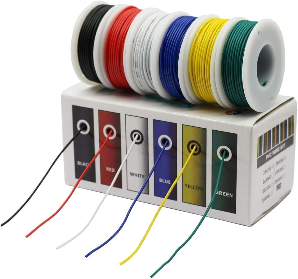 CBAZY Hook up Wire Kit (Stranded Wire Kit) 24 Gauge 6 Colors 32.8 feet Each Electrical Wire 24 AWG PVC Wire