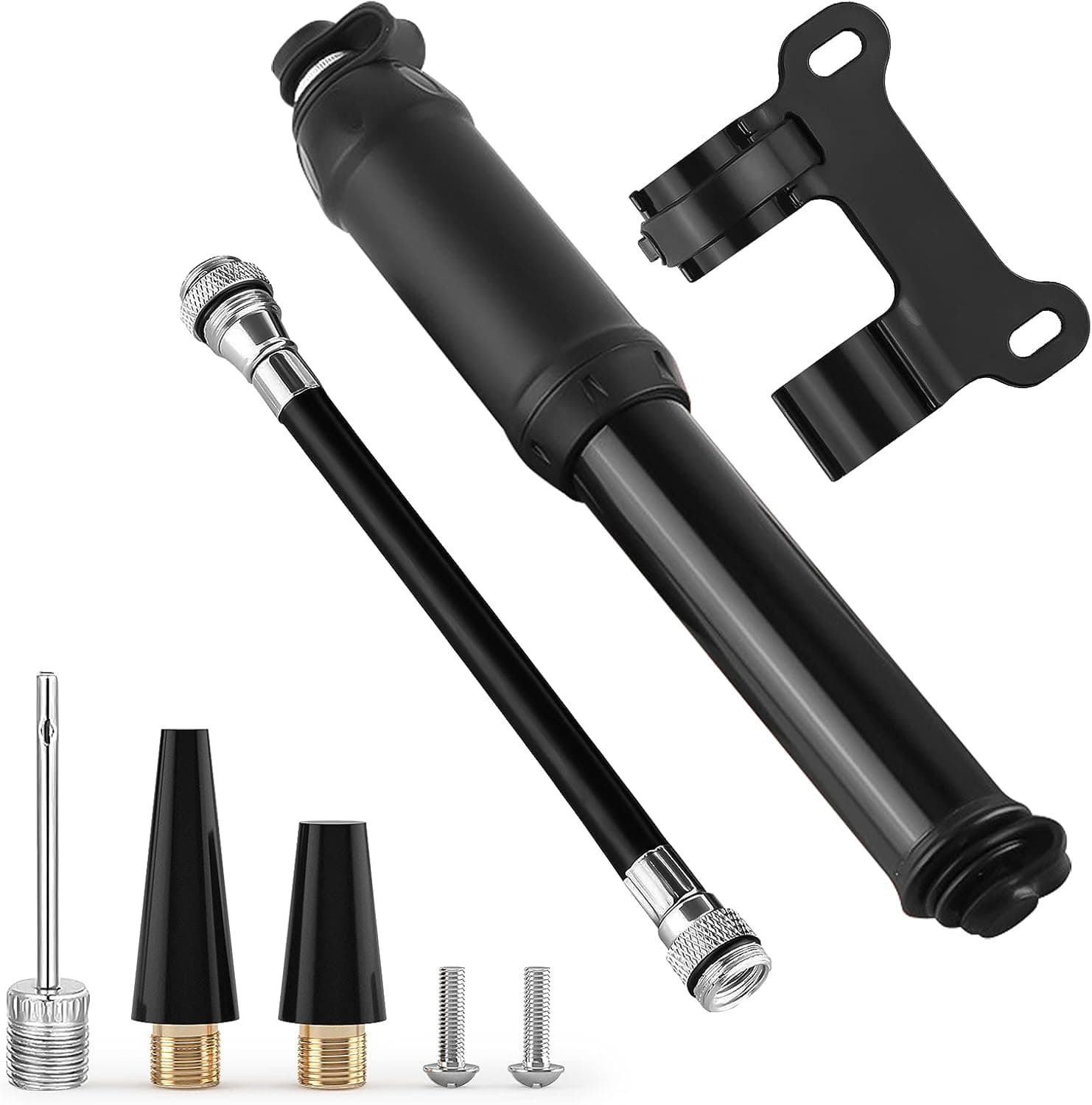 AROXOTA Mini Bike Pump, Portable Bicycle Tire Air Pump and Frame Pump with Hand Pump Needle Frame Mountenen High Pressure 100 PSI for Road and Mountain Bike Inflatable Boat Swim Ring