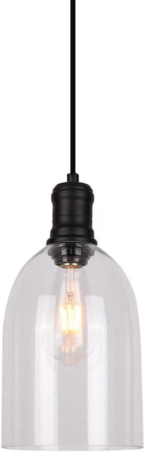 RUNNLY Pendant Light Fixtures, Pendant Lighting Industrial Adjustable Height Vintage Hanging Pendant Light Fixture with Clear Glass Shade for Farmhouse Kitchen Island Dining Room