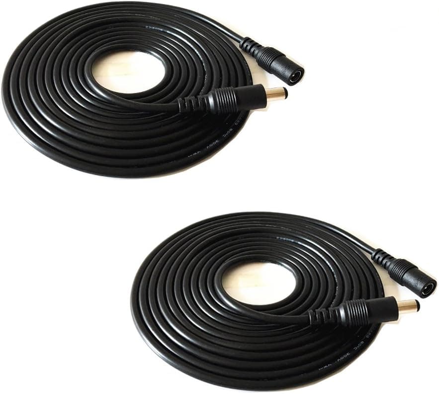 HUALAND 2pcs/ Black 3m 9.84 ft 2.1mm x 5.5mm DC Plug Extension Cable for Power Adapter,12v dc Extension,2.1mm Extension, 22AWG