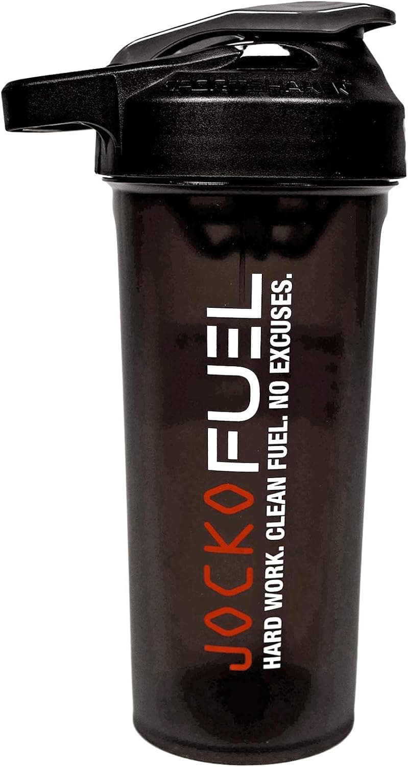 Jocko Fuel - Shaker Cup - For Protein Shakes, Pre-workout Smoothies, and Drinks - Includes Blender Screen and Carrying Handle - 24 oz