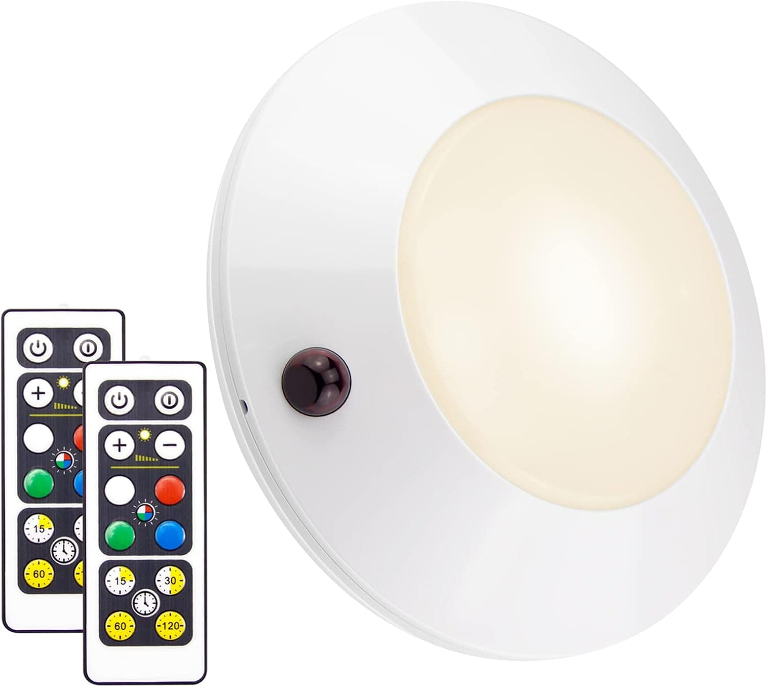 BIGLIGHT Color Changing Ceiling Light Battery Operated, Dimmable Shower Light with Timer, Wireless Puck Light Indoor for Entrance Bathroom Stair Wall Hallway Pantry