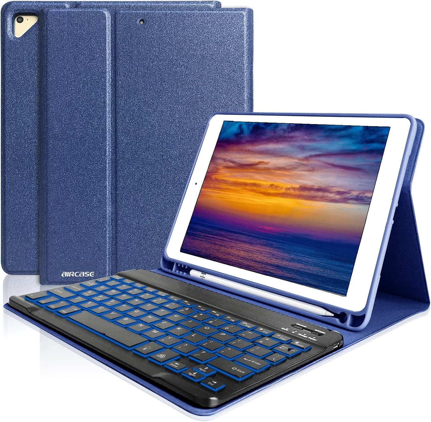 iPad Keyboard Case 9.7 for New iPad 2018 (6th Gen) - iPad Pro 2017 (5th Gen) - iPad Air 2/ Air -Wireless/BT - Backlit 7 Color - Magnetic Auto Sleep/Wake - Thin & Light- iPad Case with Keyboard 9.7