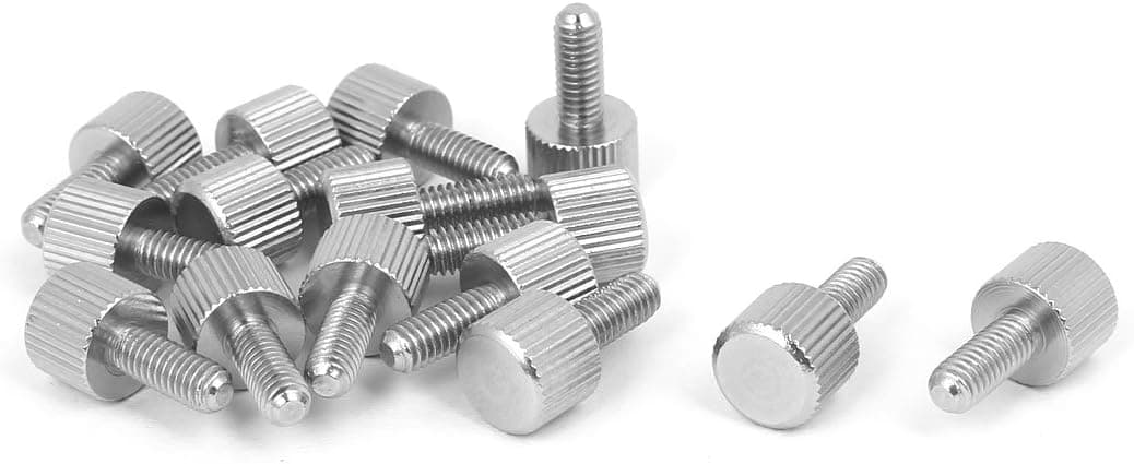 uxcell Computer PC Case M4 x 10mm Stainless Steel Flat Head Knurled Thumb Screw 15pcs