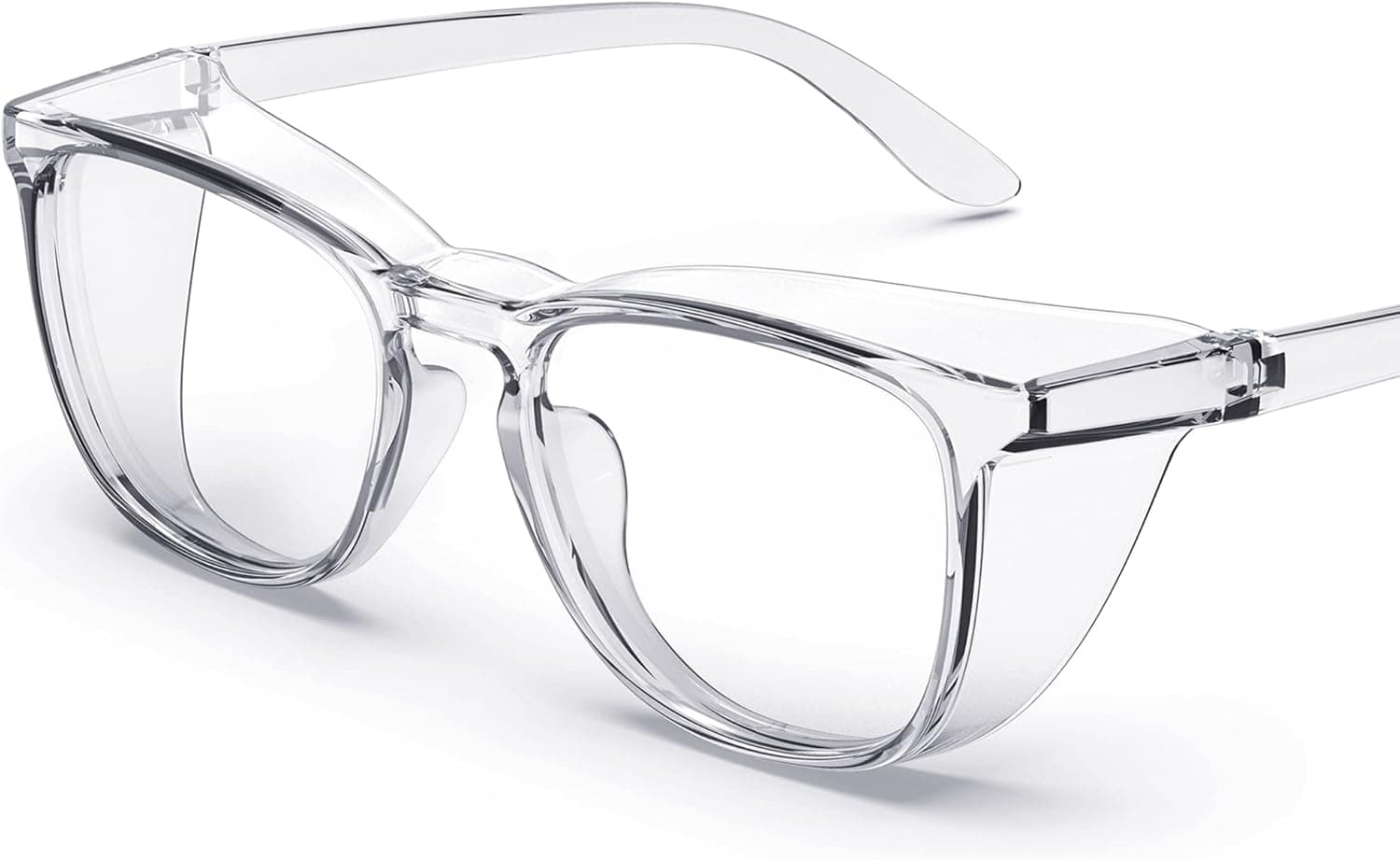 TOREGE Eye Protection Glasses,Fashionable Safety Glasses With Clear No Fog Lenses,Great Safety Goggles For Men&Women(Transparent White&Clear Lens)
