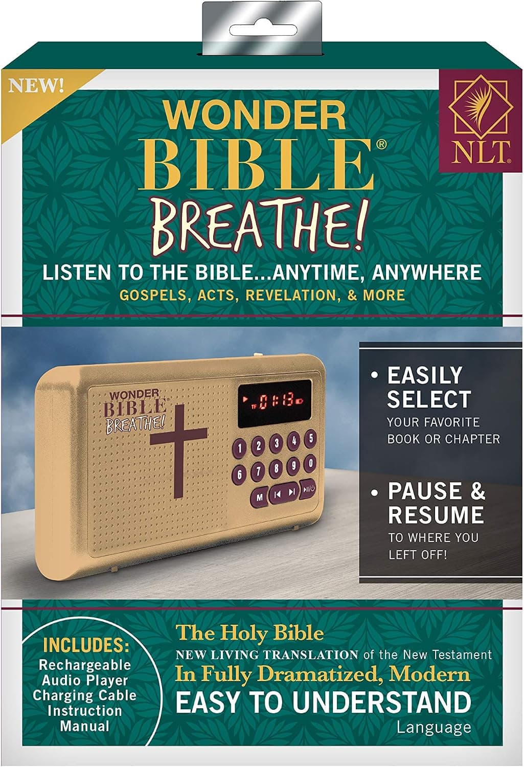 Wonder Bible Breathe- The Audio Bible Player That Speaks, New Living Translation, New Testament, As Seen on TV