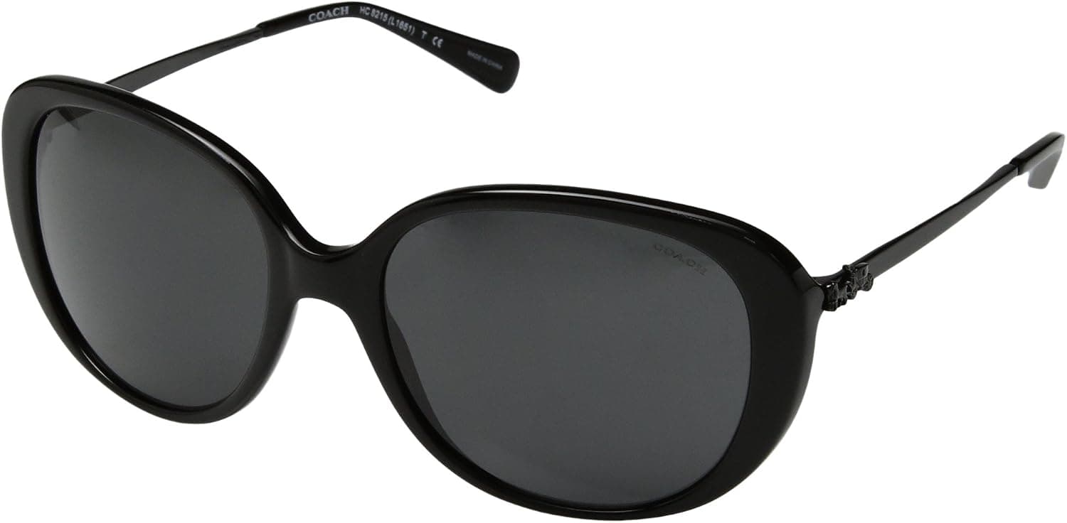 Coach L1651 HC8215 Sunglasses 548287-57 - Black Frame, Dark Grey Solid HC8215-548287-57