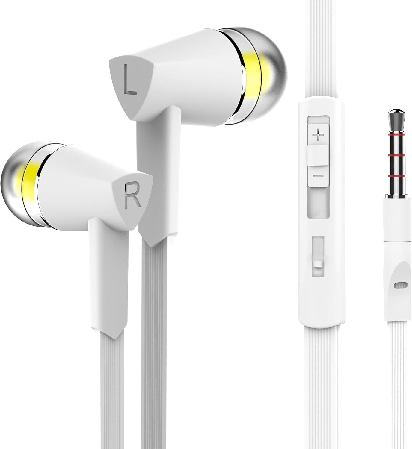 Vomercy Headphones In-Ear Wired Earbuds, with Microphone Stereo and Volume Control Earphones for All 3.5mm Interface Device (White)