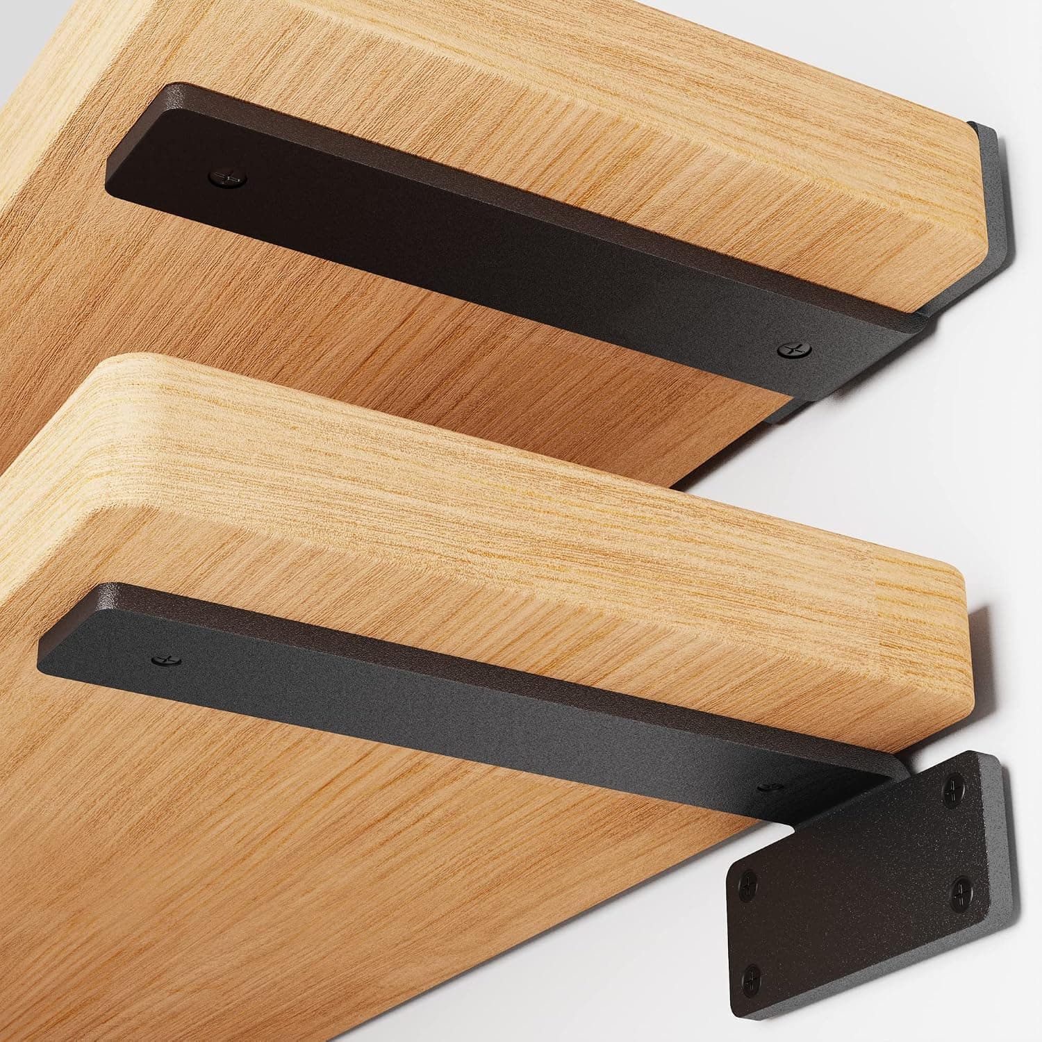 Orbeto Heavy Duty (1/4”-Thick) Floating Shelf Brackets (6 Pack) Metal Black,Holds 160+lb, Powder Coated, Complete Mounting Hardware, Easy Install with Clear Instructions, 6,8,10,12" (16 inch -6 Pack)