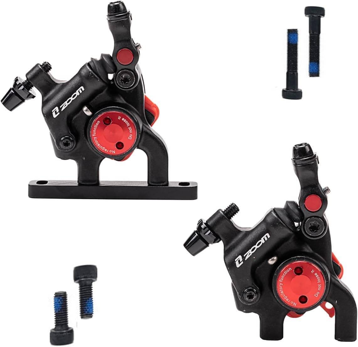 BUCKLOS Zoom Road Bike Line Pulling Hydraulic Disc Brakes Calipers Front + Rear, Aluminum Alloy Hydraulic Bike Brake Caliper with Adapter/Bolts(Red)…