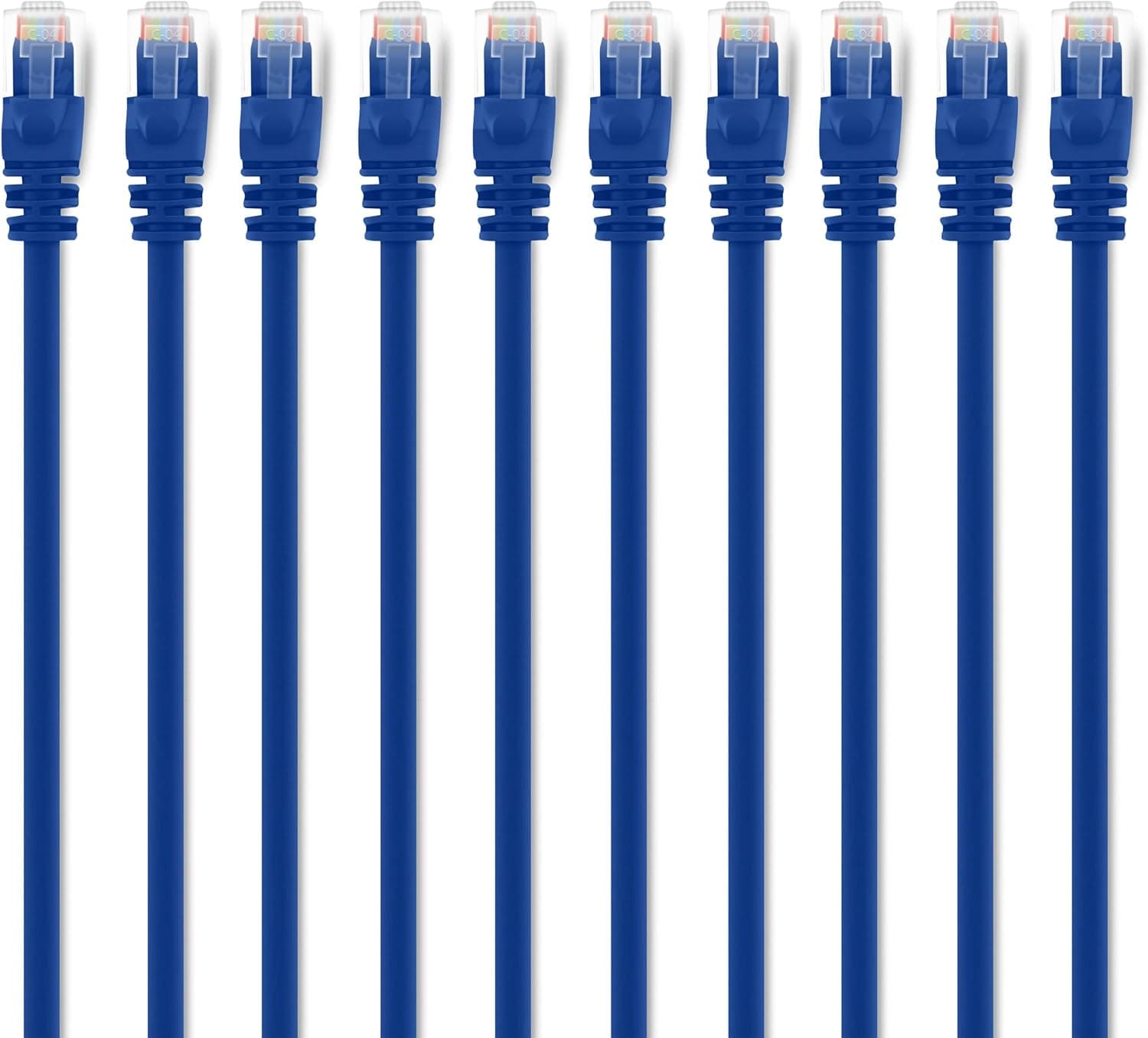GearIT 10-Pack, Cat5e Ethernet Patch Cable 15 Feet - Snagless RJ45 Computer LAN Network Cord, Blue - Compatible with 10 Port Switch POE 10port Gigabit