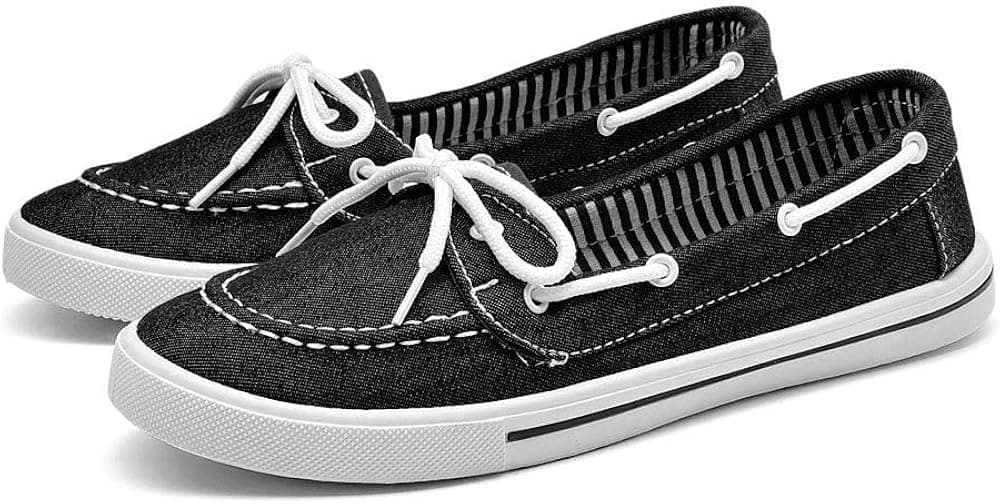 Woman Boat Shoes Canvas Slip On Flats.