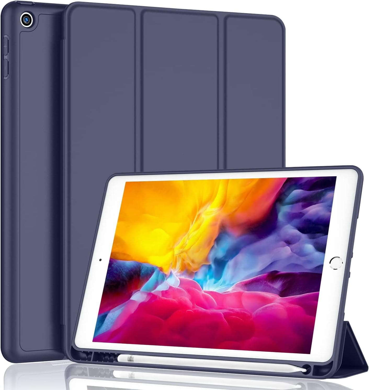 iMieet iPad 9.7 Case (2018/2017 Model, 6th/5th Generation), Smart Cover with Pencil Holder and Soft Baby Skin Silicone Back and Full Body Protection, Auto Wake/Sleep Cover (Dark Blue)