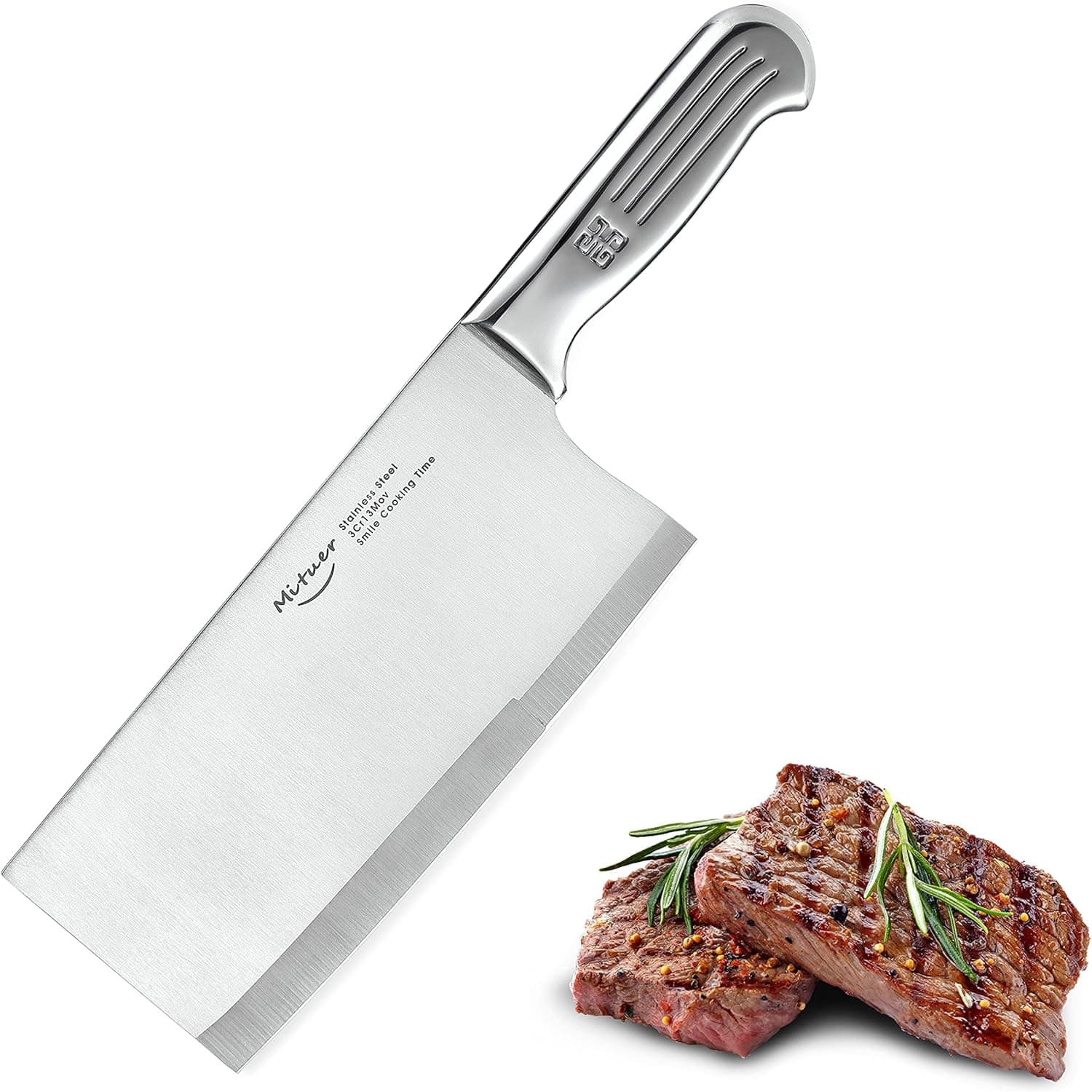 Mituer Meat Cleaver 7 inch Butcher Knife - Stainless Steel Chinese Chef Knife - Cleaver Knife for Restaurants and Home