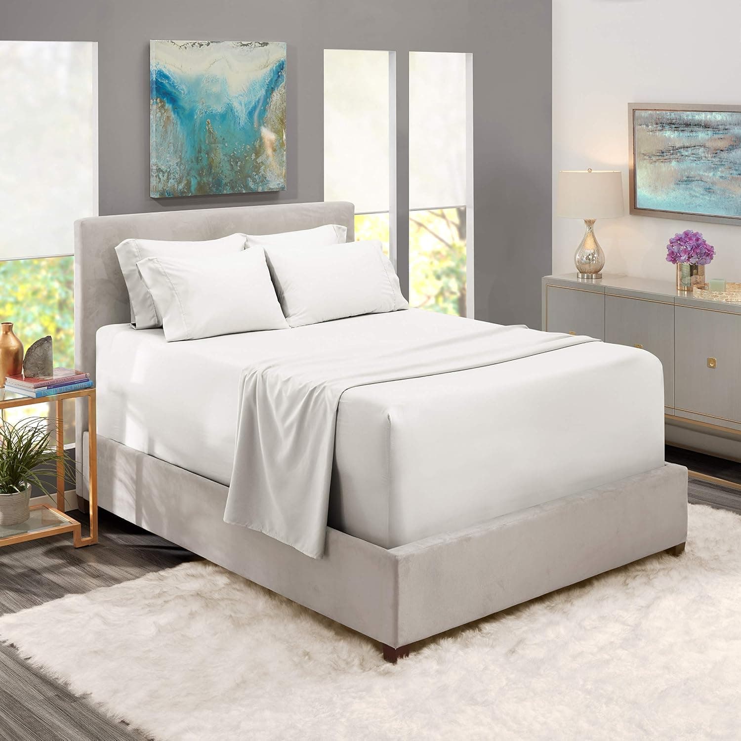 KBC linen 6 Piece Hotel Luxury Ultra-Soft 100% Cotton Bed Sheets Set, 21" - 24" Deep Pocket Fitted Sheet, Wrinkle Free, Real 800 Thread Count Bedding Set (King, White)
