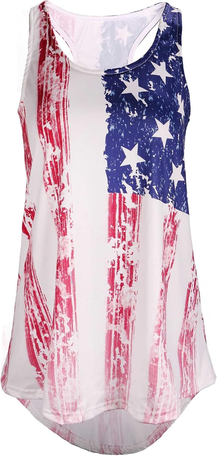 DREAGAL Women's Racer Back Zig-Zag Tank Top Loose Sleeveless Tunic