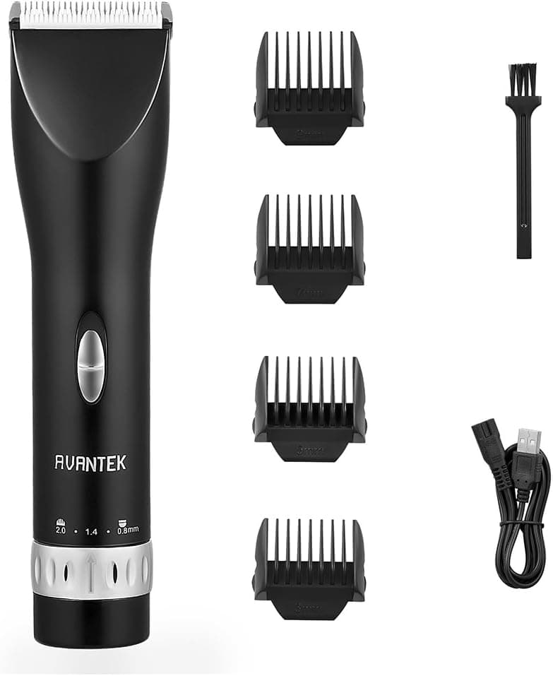 AVANTEK Hair Clippers for Kids and Men, 5 Adjustable Length & Low Vibration for Safe and Quiet Trimming, USB Rechargeable Haircut Kit with 4 Functional Hair Combs